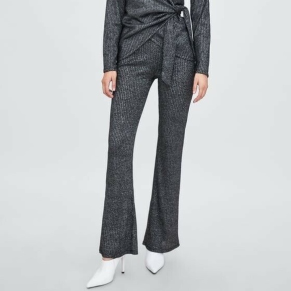 Zara Pants - New ZARA RIBBED STRETCH GLITTER TROUSERS